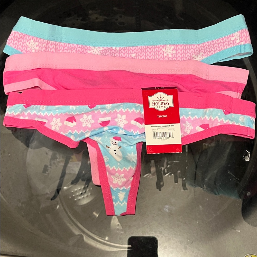 Holiday Time women Thong - Pink and Light Blue